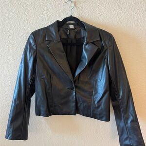 H&M Black Faux Leather Blazer